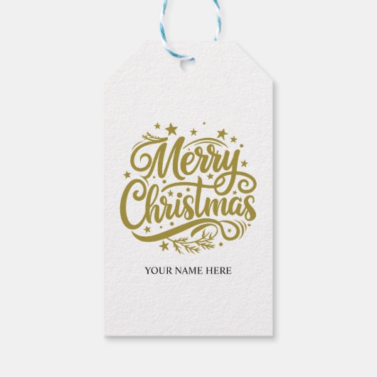 Starry Merry Christmas Greeting Cadeaulabel (Achterkant)