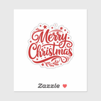 Starry Merry Christmas Greeting Sticker