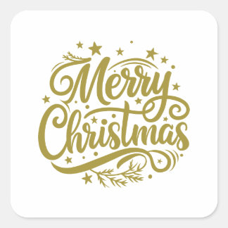 Starry Merry Christmas Greeting Vierkante Sticker
