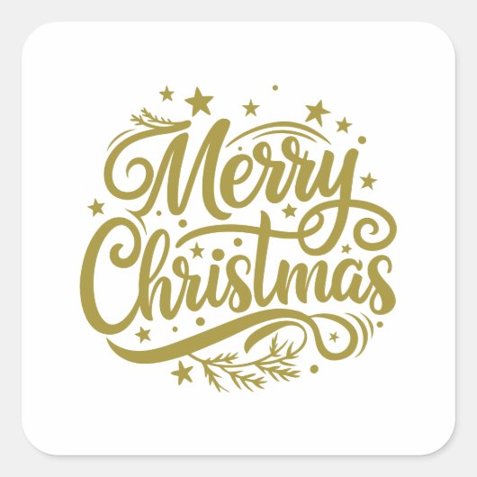 Starry Merry Christmas Greeting Vierkante Sticker (Voorkant)
