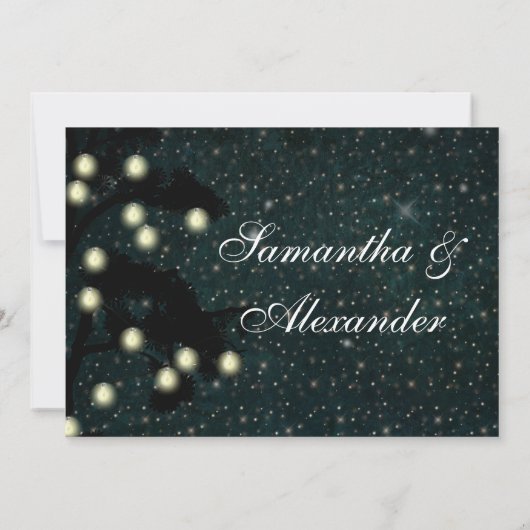 Starry Midnight Lights String Lantern Wedding Kaart (Achterkant)