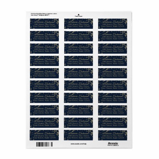 Starry Midnight Sky Return Address Label (Full Sheet)