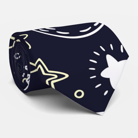 Starry Moon Pattern Stropdas (Opgerold)