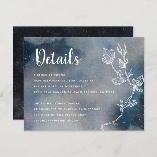 Starry Moonlit Night Monogram Weddenschappen Detia Informatiekaartje (Voorkant / Achterkant)