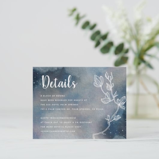 Starry Moonlit Night Monogram Weddenschappen Detia Informatiekaartje (Staand voorkant)