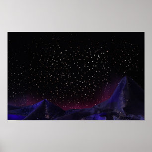 Starry Mountain Night Poster