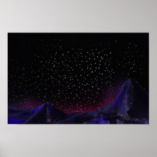 Starry Mountain Night Poster