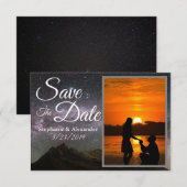 Starry Mountain Sky Save the Date Wedding (Voorkant / Achterkant)