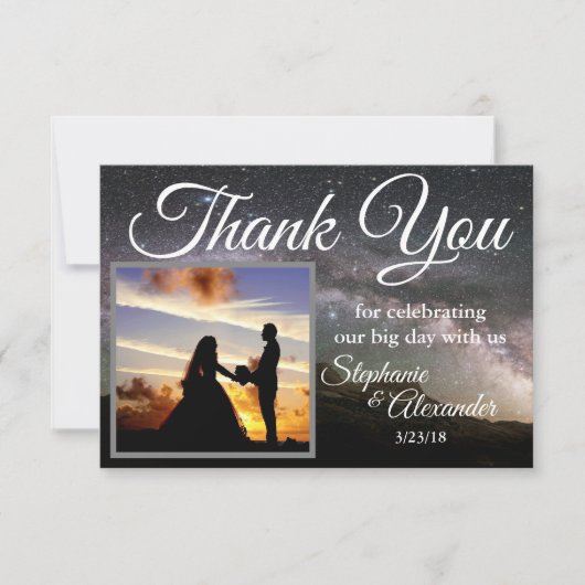 Starry Mountain Sky Wedding Bedankt (Voorkant)