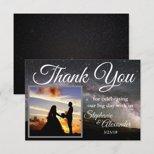 Starry Mountain Sky Wedding Bedankt (Voorkant / Achterkant)