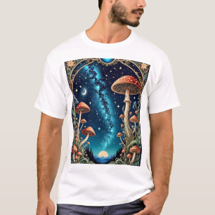 Starry Mushroom T-shirt Enchanted Night Skies