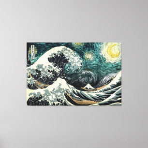 Starry nami - Hokusai & van Gogh Canvas Afdruk