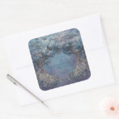 Starry Nebula Night Gnarled Tree Frame Wedding Vierkante Sticker (Envelop)