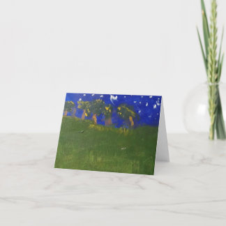 Starry night acrylic painted blank note card bedankkaart