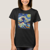 Starry Night and Great Wave Cat Cat Lover Cat Mom T-shirt (Voorkant)