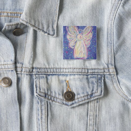 Starry Night Angel Button (square) (In situ)