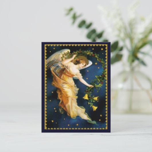 Starry Night Angel Christmas Feestdagenkaart (Staand voorkant)