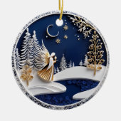 Starry Night Angel in Paper-Cut Style Keramisch Ornament (Voorkant)