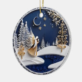 Starry Night Angel in Paper-Cut Style Keramisch Ornament (Links)