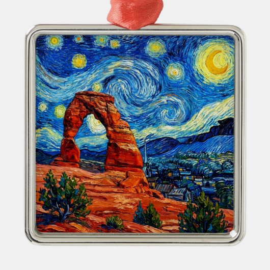 Starry Night Arches National Park Metalen Ornament (Voorkant)