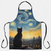 Starry Night Artistic Black Cat & Celestial Town Schort (Voorkant)