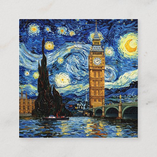 Starry Night Big Ben London England Informatiekaartje (Achterkant)