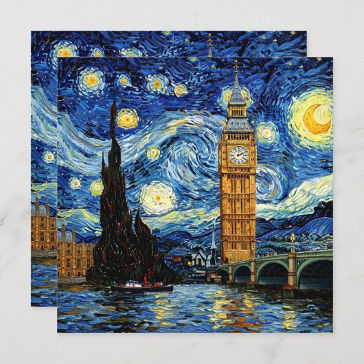 Starry Night Big Ben London England Kaart (Voorkant / Achterkant)