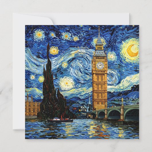 Starry Night Big Ben London England Kaart (Achterkant)