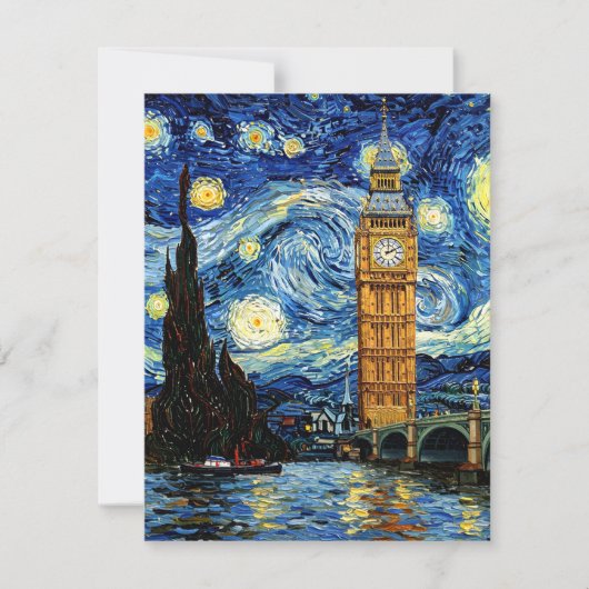 Starry Night Big Ben London England RSVP Kaartje (Voorkant)