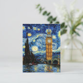 Starry Night Big Ben London England RSVP Kaartje (Staand voorkant)