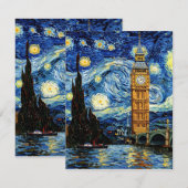 Starry Night Big Ben London England RSVP Kaartje (Voorkant / Achterkant)
