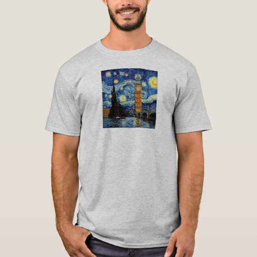 Starry Night Big Ben London England T-shirt (Voorkant)
