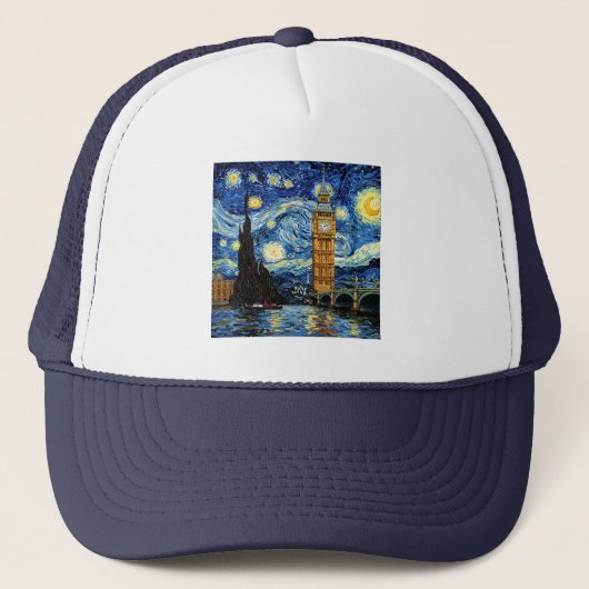 Starry Night Big Ben London England Trucker Pet (Voorkant)