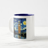 Starry Night Big Ben London England Tweekleurige Koffiemok (Voorkant links)