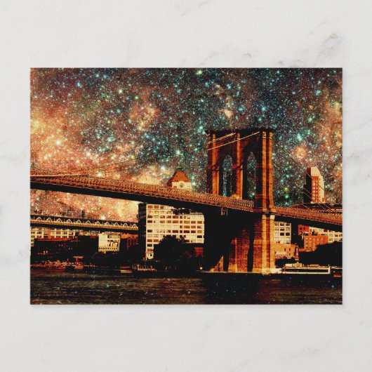 starry night Brooklyn Bridge Briefkaart (Voorkant)