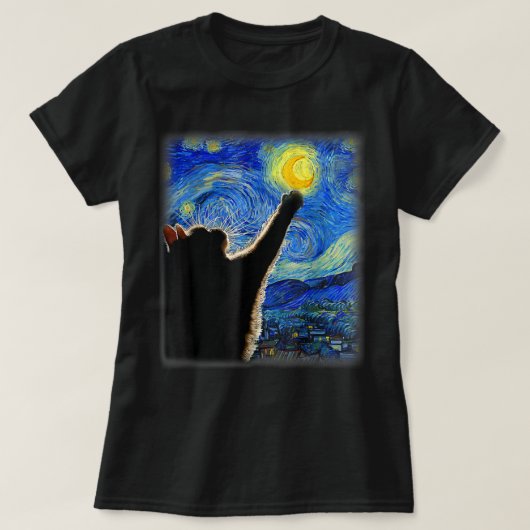 Starry Night Cat, Cat Mom, Cat Dad, Cat Lover, Van T-shirt (Design voorkant)