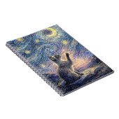 Starry Night Cat – Van Gogh Style Art Notitieboek (Rechterzijde)