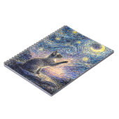 Starry Night Cat – Van Gogh Style Art Notitieboek (Linkerzijde)