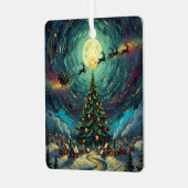 Starry Night Christmas Ornament Square Metal (Voorkant links)