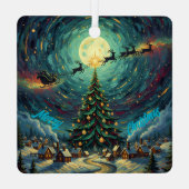 Starry Night Christmas Ornament Square Metal (Achterkant)