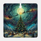 Starry Night Christmas Ornament Square Metal (Voorkant)