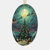 Starry Night Christmas Oval Santa Keramisch Ornament (Links)