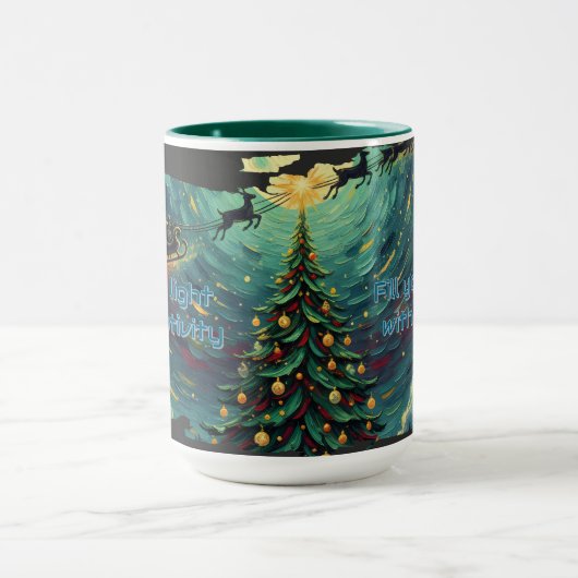 Starry Night Christmas Santa Mug Mok (Midden)