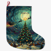 Starry Night Christmas Stocking Double-Sided Santa Grote Kerstsok (Voorkant)