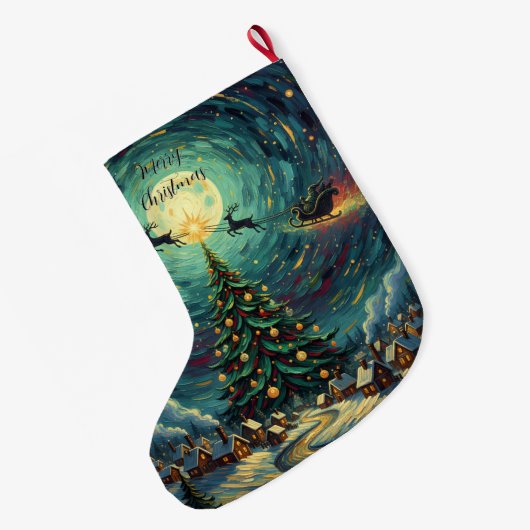 Starry Night Christmas Stocking Double-Sided Santa Grote Kerstsok (Achterkant (Hangend))