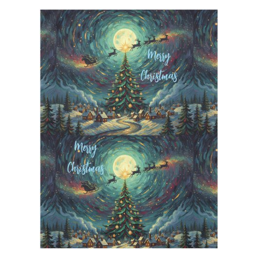 Starry Night Christmas Tablecloth 52x70 Santa Tafelkleed (Voorkant)