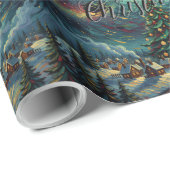 Starry Night Christmas Wrapping Paper Santa Sleigh Cadeaupapier (Rol Hoek)