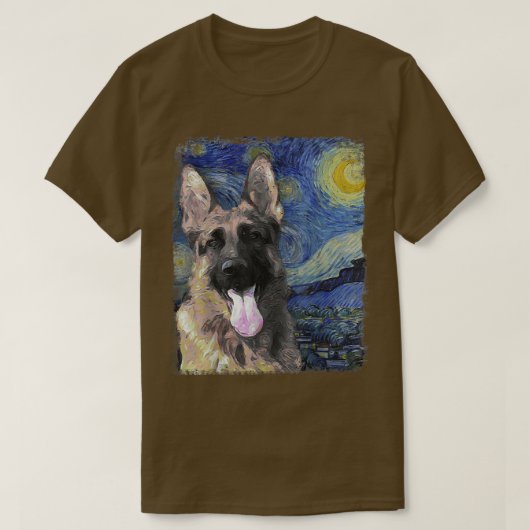 Starry Night Colorful German Shepherd Painting T-shirt (Design voorkant)