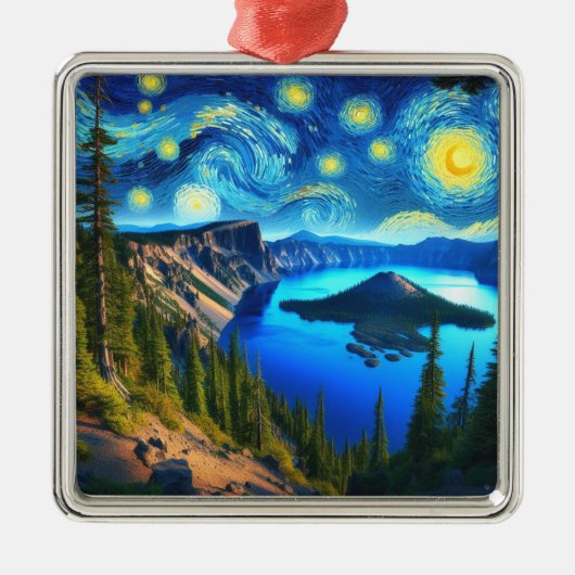 Starry Night Crater Lake National Park Metalen Ornament (Voorkant)