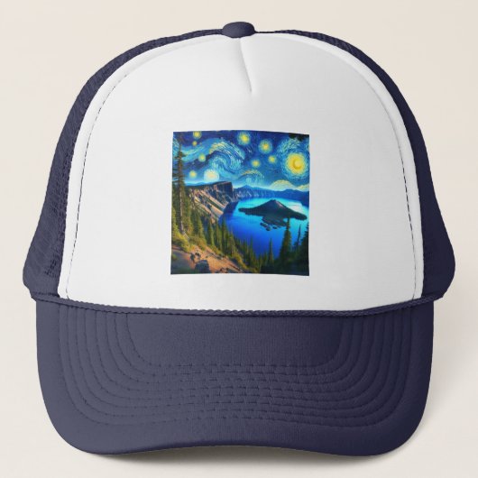 Starry Night Crater Lake National Park Trucker Pet (Voorkant)